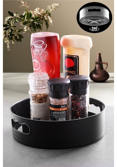 Kitchen Life Düzenleyici Tepsi 360 Derece Dönen Siyah Banyo&buzdolabı Siyah Syn