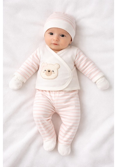 Baby Zuhu % 100 Coton 10 Lu Hastane Çıkışı Ayıcıklı 6553 Pembe Pembe