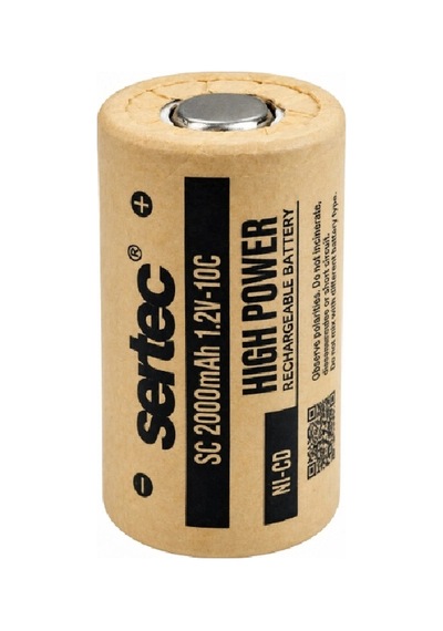Sertec Sc 1.2v 2000mah 10c Kağıt Kaplı Ni-cd Düz Kafa Şarjlı Pil