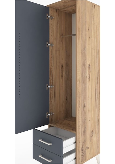 Hyperion Dolap Tek Raflı 2 Çekmeceli Tek Askılı 44x44x182 Çam... Çam Hyperion Dolap Tek Raflı 2 Çekmeceli Tek Askılı 44x44x182 Çam... Çam