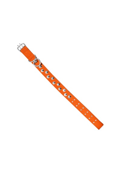 Dokuma Çivili Köpek Boyun Tasması - 5 80 Cm - Turuncu Çok Renkli