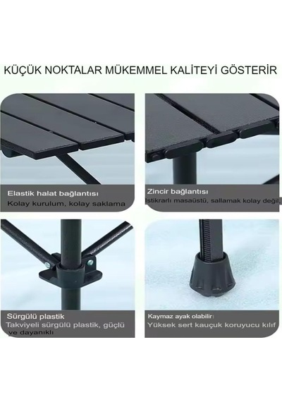 Büyük Boy Gold Full Alüminyum Katlanır Kamp Masası Piknik Seti Çanta Tipi Balkon Bahçe Mutfak Masası Genel
