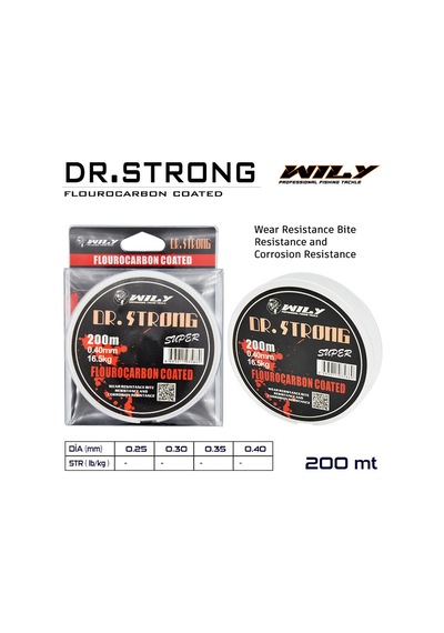 Wily Dr. Strong Fluoro Carbon Coated 200 Mt 0,25