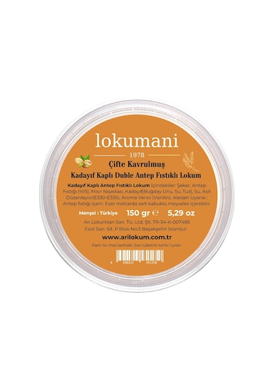 Kadayıf Kaplı Çifte Kavrulmuş Antep Fıstıklı Lokum 150 Gr