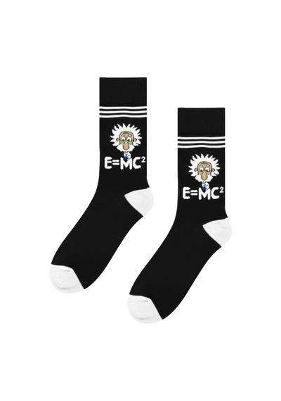 Carnaval Socks Albert Einstein Emc Prof Desenli Renkli Erkek Çorap Çok Renkli