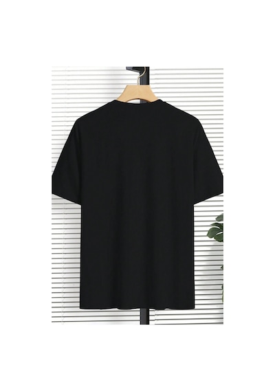 Uyguntarz Erkek Los Angles Baskılı Oversize Tshirt Siyah
