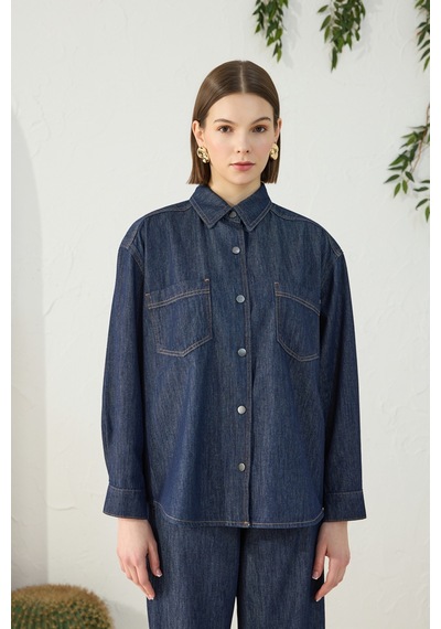Aker Lacivert Denim Gömlek Lacivert Lacivert