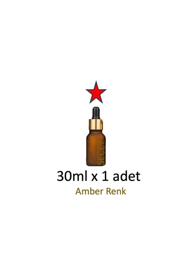 Damlalık, 1 Adet 30ml Damlalıklı Cam Amber Renk Şişe, Metal Gold