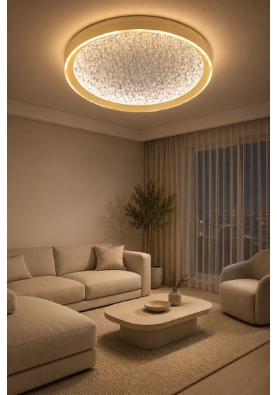 Modern Premium Kumandalı 3 Renkli Plafonyer Ledli Tavan Avizesi Salon 46w Modelleri Beyaz