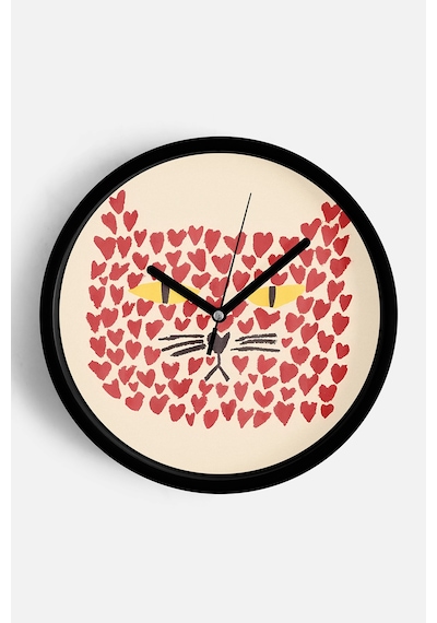 Sevimli Kedi Temalı Modern Duvar Saati - 25cm - Önü Camlı Siyah Kasa - Sessiz Mekanizma-jh0011 Siyah