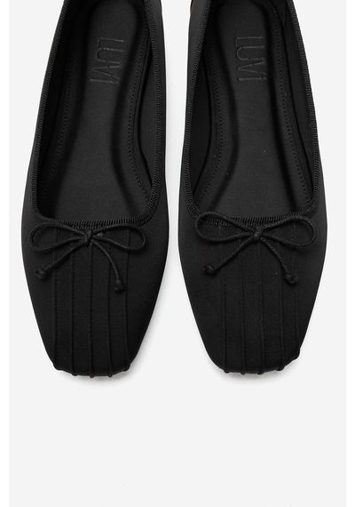 Luvi Shoes Alıa Siyah Saten Fiyonklu Kadın Babet Ayakkabı