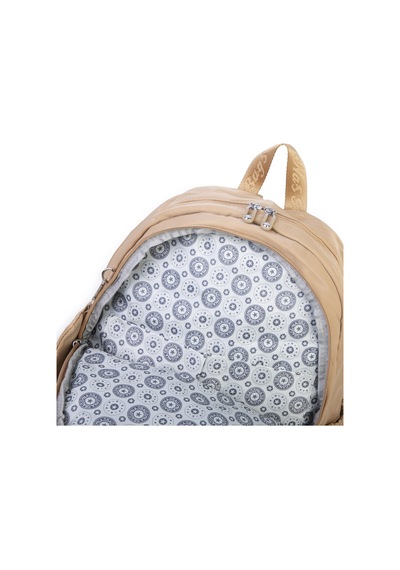 Nas Bag Unisex Büyük Boy Sırt Çantası Çok Gözlü Okul Çantası Kum Kum - Bej