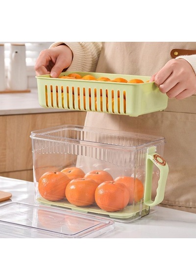 Buzdolabı Saklama Kabı - Süzgeçli Organizer - Vakum Mühürlü Kapak Şeffaf