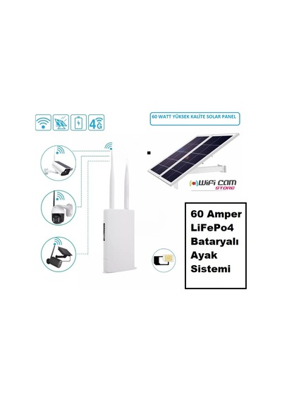 Sim Kartlı Güneş Enerjili Dış Modem Seti Lifepo4 Bataryalı