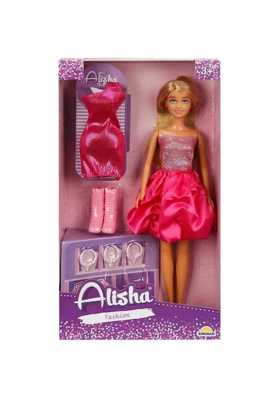01423 Sun-rst-sıs-mnk- Alisha Gece Elbiseli Bebek Seti 29cm Standart