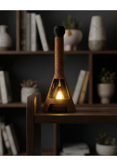 Elana Design Şömine Led Dekoratif Mumluk Masa Üstü Ambiyans Lambası Led Mum Dahil Kiremit