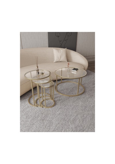 Royal 75cm Zigon Ve Orta Sehpa Seti Mat Gold Eskitme Metal - Temperli Şeffaf Cam Gold Şeffaf Royal 75cm Zigon Ve Orta Sehpa Seti Mat Gold Eskitme Metal - Temperli Şeffaf Cam Gold Şeffaf