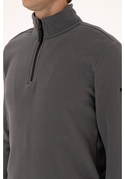 U.S. Polo Assn. Erkek Regular Fit Gri Polar Yarım Fermuarlı Basic Sweatshirt 50313777-VR024