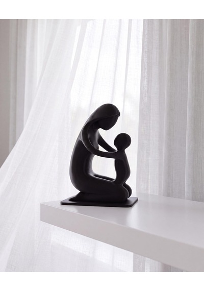 Anne Çocuk Bağı Biblosu Modern Soyut Aile Heykeli Siyah 15 Cm Salon Kitaplık Masa Üstü Dekoratif Obje Anneler Günü Yeni Anne Hediyesi 15cm