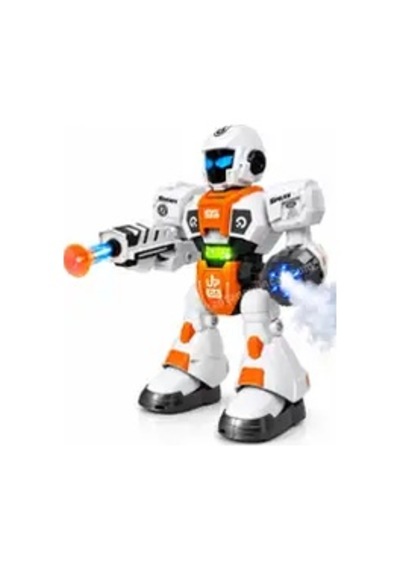 Uzaktan Kumandalı Akıllı Robot Vantuz Ve Su Topu Atabilen Sesli Işıklı Robot Oyuncak - Turuncu