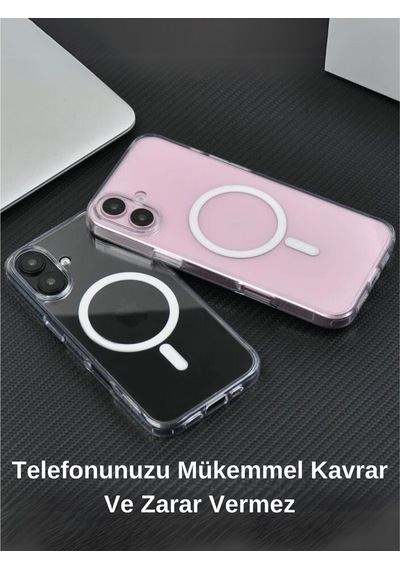 Apple Uyumlu iPhone 16 Şeffaf Kılıf Magsafe Özellikli Hybrid Kristal Kapak Şeffaf