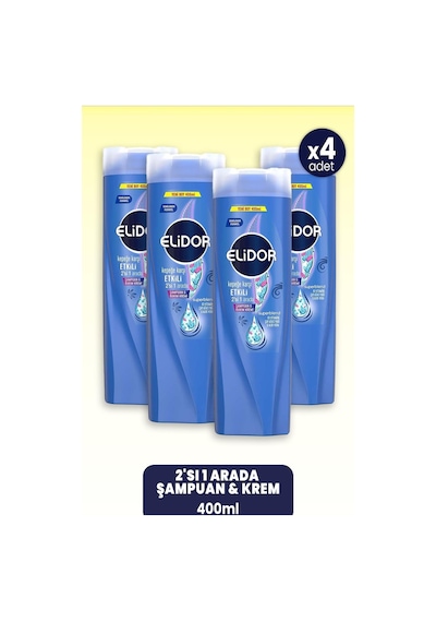 Elidor Superblend 2'si 1 Arada Şampuan & Krem Kepeğe Karşı Etkili 400 Ml X 4 Adet