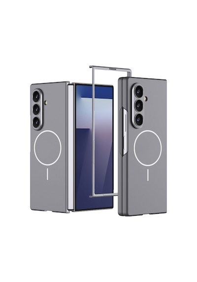 Galaxy Uyumlu Z Fold 7 Kılıf Wireless Şarj Özellikli Kıpta M-safe Ultra İnce Kapak Gri
