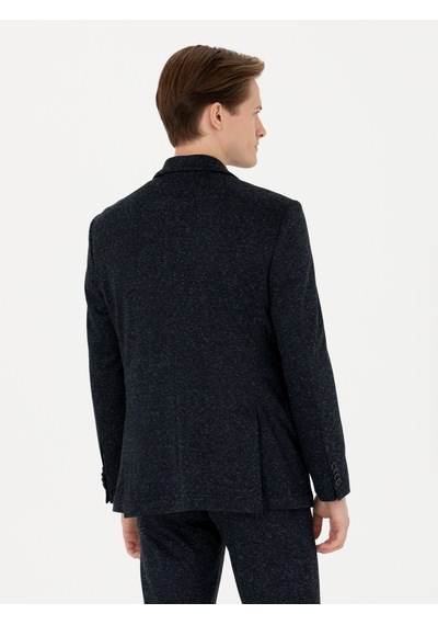 Cacharel Lacivert Slim Fit Yün Karışımlı Klasik Ceket