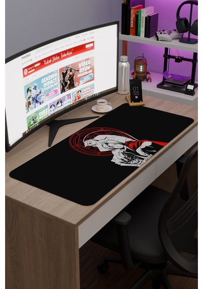 Fullmetal Alchemist Anime V5 - 90x40 Xxl Gaming Kauçuk Kaymaz Taban Mouse Pad Fare Altlığı