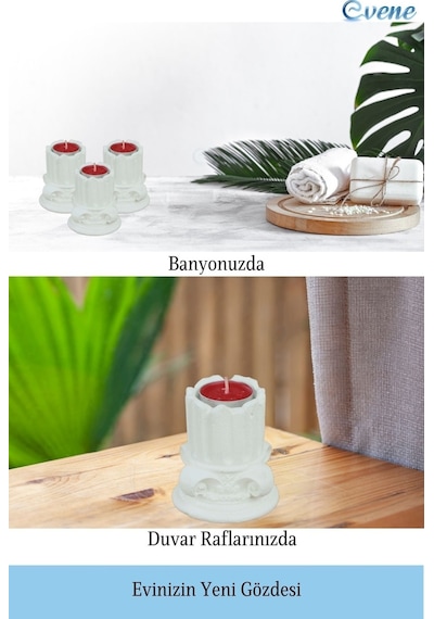 Mumluk Şamdan Tealight Mum Uyumlu Tarihi Sütun Model - Beyaz