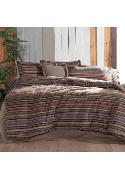 Fauna King Size Battal Boy %100 Pamuk Flanel Pazen Nevresim Takımı Kahve Kahverengi