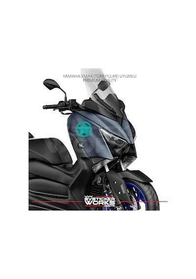 Yamaha Xmax Yıldız Sticker Yan Grenaj Desen İkili Sticker Turkuaz