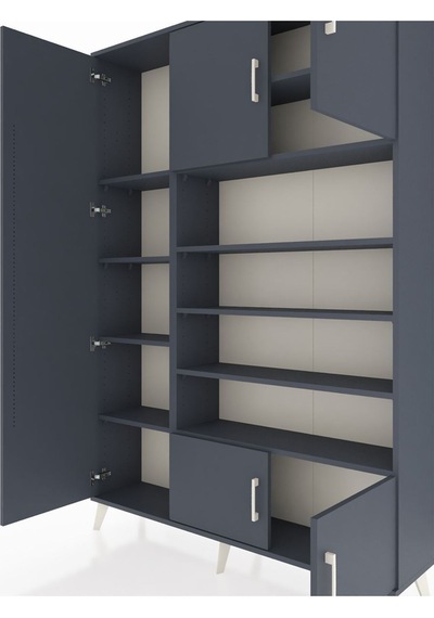 Arges Dolap 10 Raflı 5 Kapaklı 132x30x195 Antrasit-antrasit/antrasit Antrasıt/antrasıt