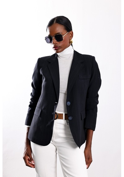 5in1Canpolat Lacivert Çizgili Blazer Ceket 17285