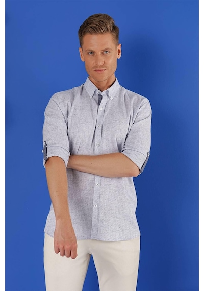 Efor G 1555 Slim Fit Koyu Mavi Klasik Gömlek Mavi