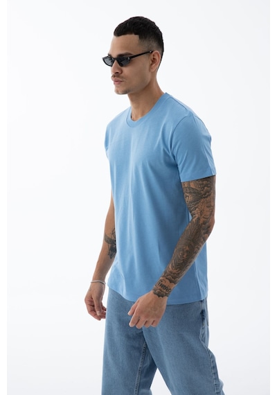 Erkek Pamuklu Kumaş Regular Fit Kesim Bisiklet Yaka T-shirt