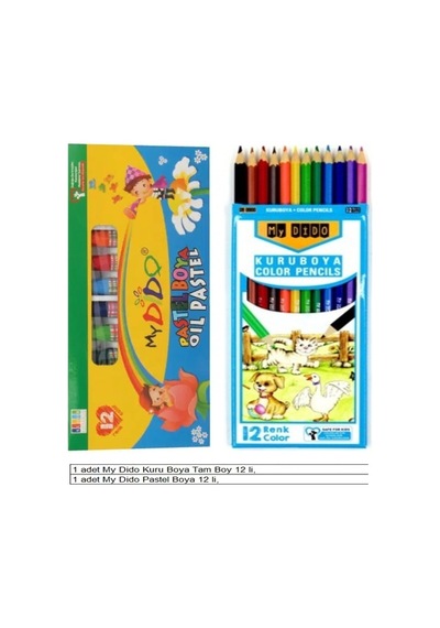 Okul Südor My Dido Boya Seti Uygun Kuru Boya, Pastel Boya 2 Li 12 Li Karışık