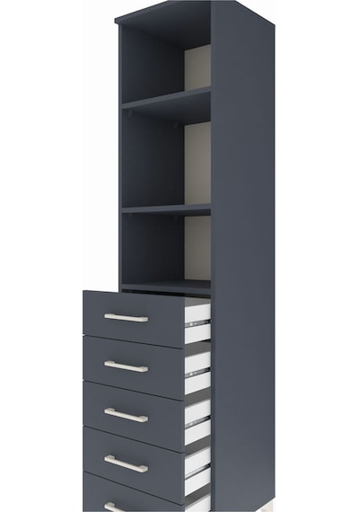 Hyperion Dolap 3 Raflı 5 Çekmeceli 44x44x195 Antrasit-antrasit Antrasit