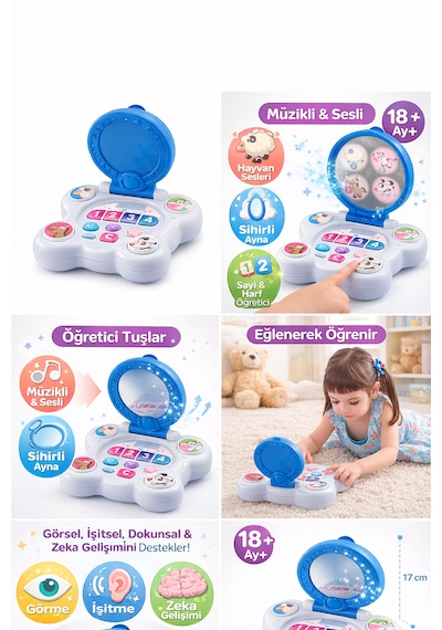 Sihirli Ayna Eğitici Oyuncak Müzikli, Sesli, Sayı & Harf Öğretici, 18 Ay+