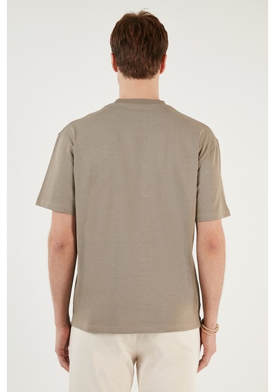 Buratti Pamuklu Relaxed Fit Sıfır Yaka Erkek T Shirt 5905446 Vizon