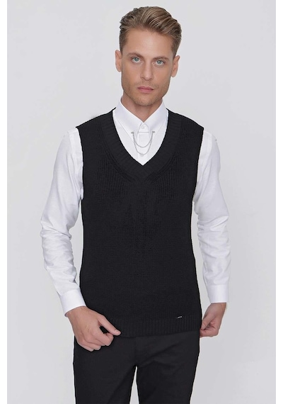 Efor Süveter 01 Slim Fit Siyah Süveter Triko Siyah