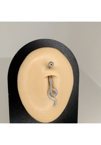 Aya Tasarım Gümüş Renk Yılan Figürlü Göbek Piercing