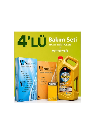 Filtron-waben Citroen C-elysee 1.6 Dizel Filtre Bakım Seti-texaco 5w30 5 Lt 2012-2017 3 Lü