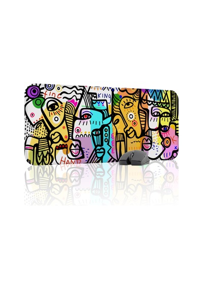 İllüstrasyon Kaymaz Dikişli Kauçuk Oyuncu Mousepad V3 - 70x30 Xl Gaming Mouse Pad Fare Altlığı