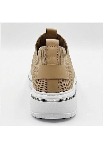 Daytex 1111 Erkek Slip-on - Full Triko Örgü Sportif Kalın Eva Taban Sneaker Bej