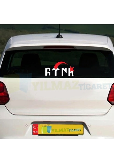 Göktürkçe Türk Ay Yıldız Arka Cam Oto Sticker Yapıştırma Etiket