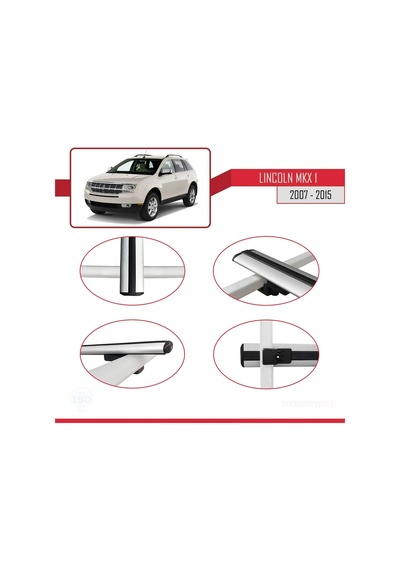 Lincoln Mkx 2007-2015 Arası İle Uyumlu Basic Model Ara Atkı Tavan Barı Gri 3 Adet