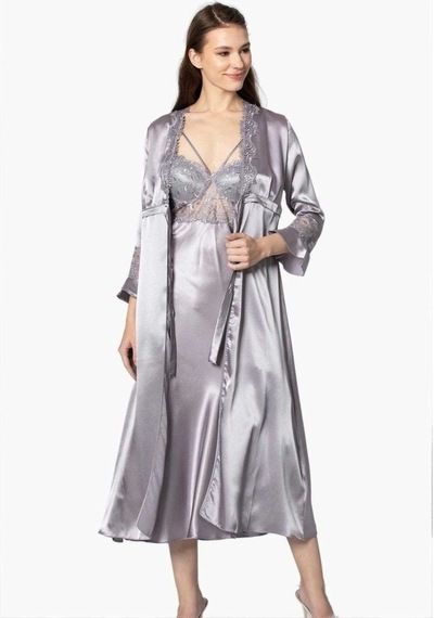 Pierre Cardin 6'Lı Uzun Gecelik Sabahlık Set 6025 Royal Renk (539665287)