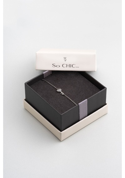 So Chic Aşk Anahtarı 18 Ayar Beyaz Altın Kaplama 19 Cm Gümüş Bileklik Rodyum
