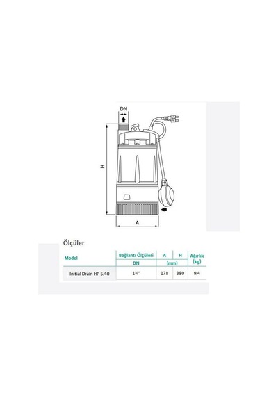 Wilo Drain Hp 5.40 Yüksek Basınçlı Drenaj Dalgıç Pompa 40 Mss 7.2 M³/h 220 Volt